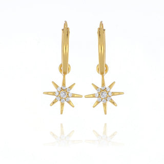A&s Paradise Collection Yellow Gold Vermeil Cubic Zirconia Star Hoop Earrings