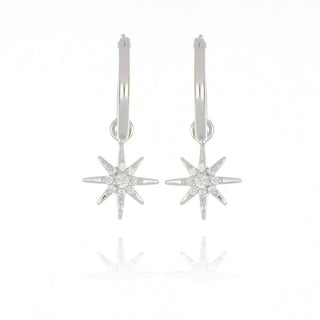 A&s Paradise Collection Silver Cubic Zirconia Star Hoop Earrings