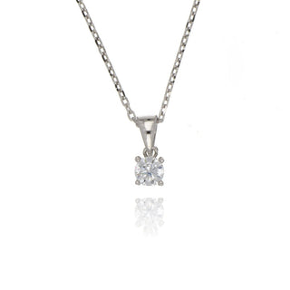 A&s Enchanted Collection Cubic Zirconia 4mm Solitaire Silver Necklace
