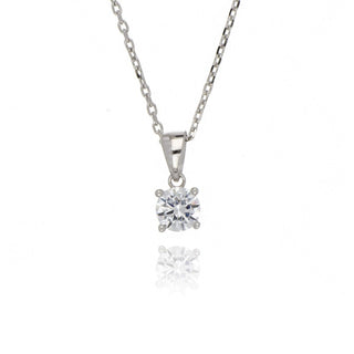 A&s Enchanted Collection Cubic Zirconia 5mm Solitaire Silver Necklace