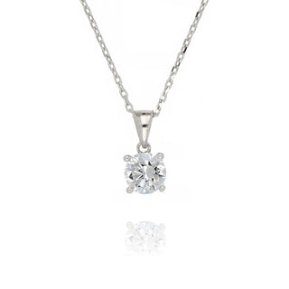 A&s Enchanted Collection Cubic Zirconia 6mm Solitaire Silver Necklace