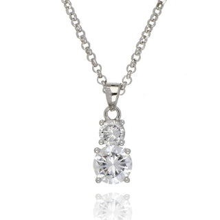 A&s Enchanted Collection Cubic Zirconia 2 Stone Silver Necklace