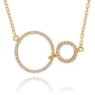 A&s Paradise Collection Yellow Gold Vermeil Double Cubic Zirconia Circle Necklace