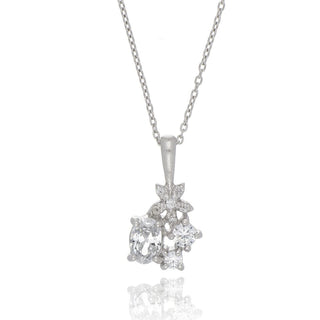 A&s Paradise Collection Silver Cubic Zirconia Flower Necklace