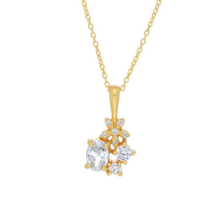 A&s Paradise Collection Yellow Gold Vermeil Cubic Zirconia Flower Necklace