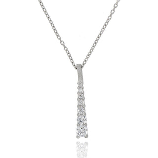 A&s Paradise Collection Silver Graduated Cubic Zirconia Drop Necklace