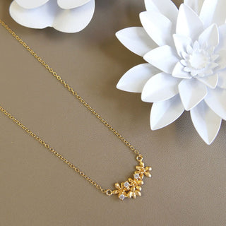 A&s Paradise Collection Yellow Gold Vermeil Cubic Zirconia Flower Bee Necklace