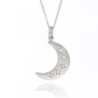 A&s Paradise Collection Silver Cubic Zirconia Crescent Moon Necklace