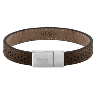 Boss Gents Leather Essentials Brown Leather Bracelet