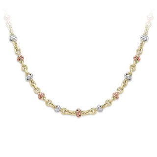 9ct Yellow, White And Rose Gold Fancy Link Necklace
