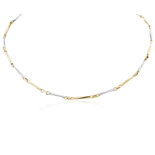 9ct Yellow And White Gold Twisted Bar Necklace