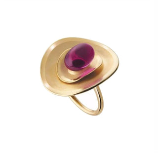 Baccarat Yellow Gold Plate Pink Mystere Ring
