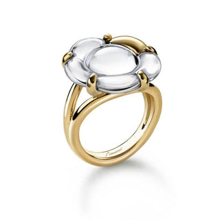 Baccarat Yellow Gold Plated Clear Flower Ring