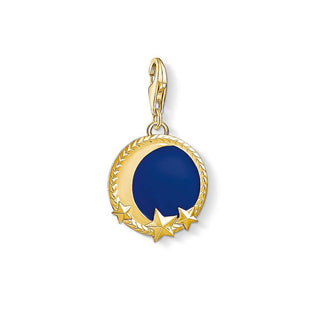 Thomas Sabo Yellow Gold Plate And Blue Enamel Moon And Stars Pendant