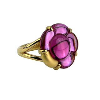 Baccarat Yellow Gold Plated Pink Flower Ring
