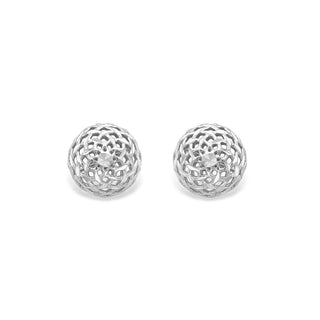 9ct White Gold Cage Stud Earrings