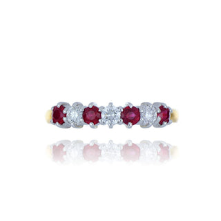 18ct Yellow Gold 0.52ct Ruby And Diamond 7 Stone Ring