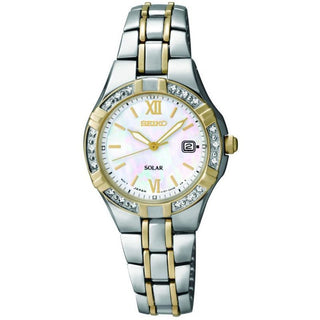 Seiko Ladies Two-tone Mother-of-pearl Diamond Set Solar Watch