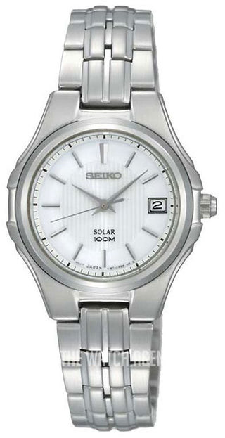 Seiko Ladies Stainless Steel White Solar Watch