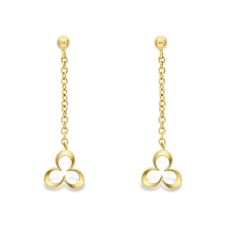 9ct Yellow Gold Clover Chain Drop Earrings