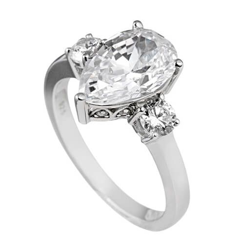 Diamonfire Silver Pear Shaped Cz Stone Ring Size P Allum