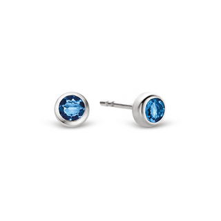 Ti Sento Silver Blue Crystal Solitaire Stud Earrings