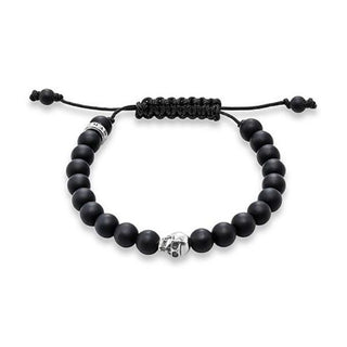Thomas Sabo Silver & Black Obsidian Skull Bracelet