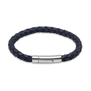 Unique & Co Navy Blue Leather Bracelet - 21cm