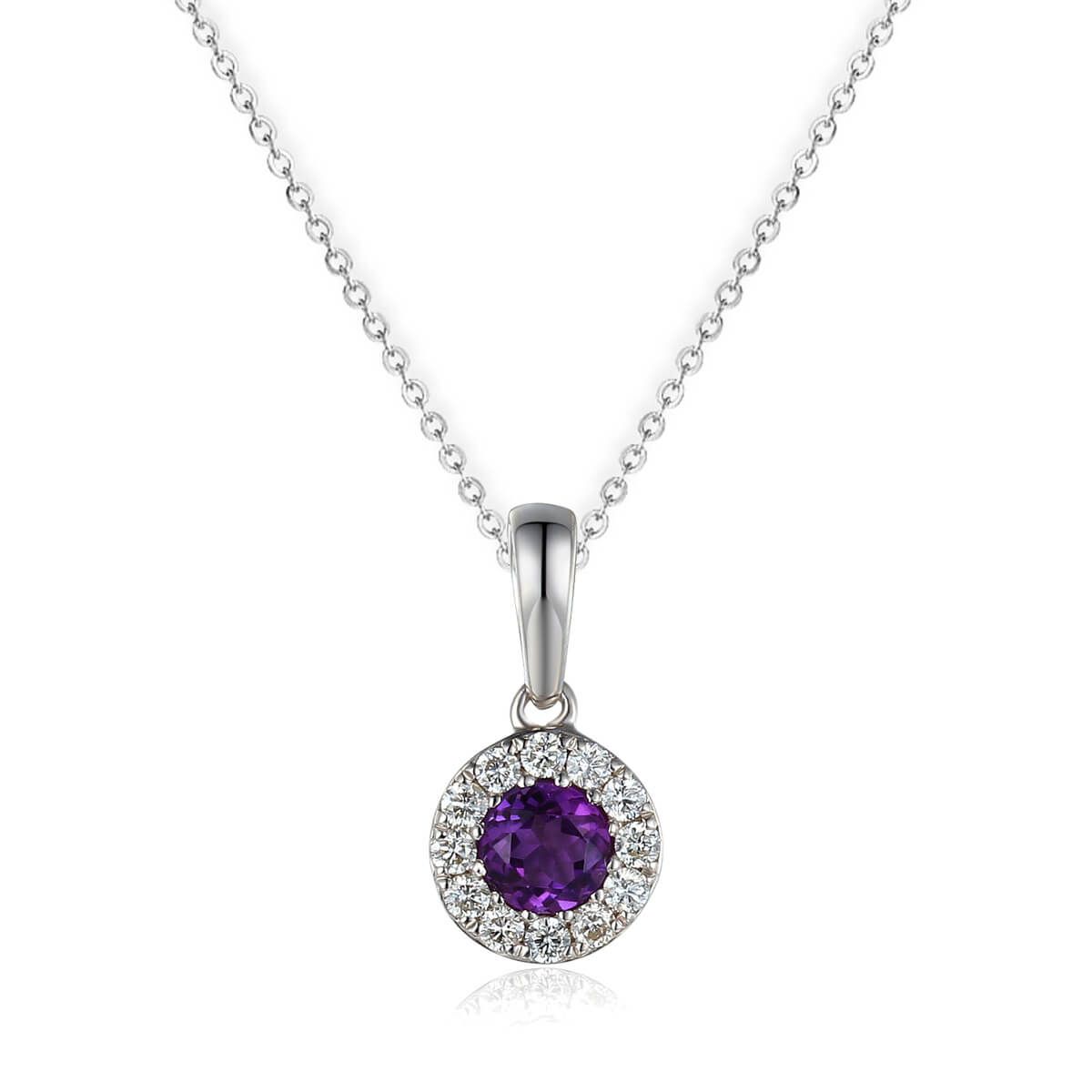 A&S Birthstone Collection 9ct White Gold Amethyst And Diamond