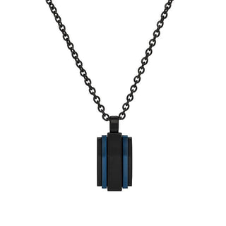 Unique & Co Black & Blue Stainless Steel Pendant & Chain