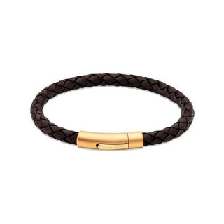 Unique & Co Black Leather Bracelet With Gold Clasp - 19cm