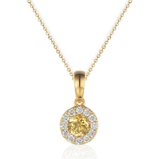 A&s Birthstone Collection 9ct Yellow Gold Citrine And Diamond November Birthstone Necklace