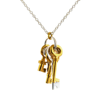 Alex Monroe Two Tone Love Keys Necklace
