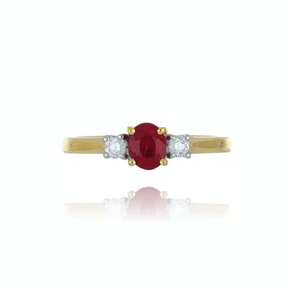18ct Yellow Gold 0.54ct Ruby And Diamond 3 Stone Ring