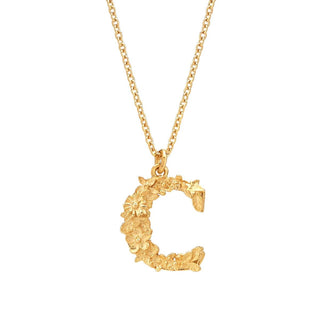 Alex Monroe Yellow Gold Vermeil Floral Letter C Necklace