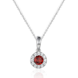 A&s Birthstone Collection 9ct White Gold Garnet And Diamond January Birthstone Necklace