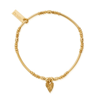 Chlobo Yellow Gold Plated Sparkle Leaf Heart Bracelet