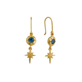 Alex Monroe Yellow Gold Plated Blue Topaz Guiding Star Hook Earrings