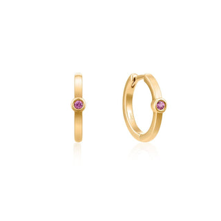 A&s Ear Styling Collection 14ct Yellow Gold Pink Sapphire Single Hoop Earring