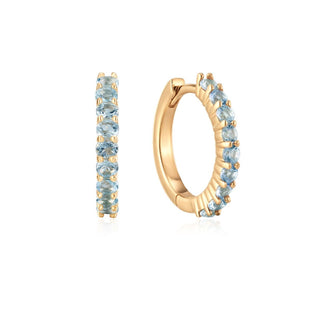 A&s Ear Styling Collection 14ct Yellow Gold Aquamarine Single Hoop Earring