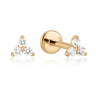 A&s Ear Styling Collection 14ct Yellow Gold 0.05ct 3 Stone Diamond Single Stud Earring