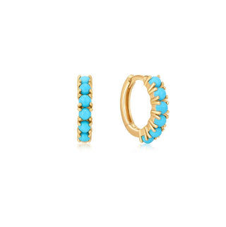 A&s Ear Styling Collection 14ct Yellow Gold Turquoise Single Hoop Earring