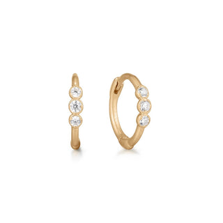 A&s Ear Styling Collection 14ct Yellow Gold Diamond 3 Stone Single Hoop Earring