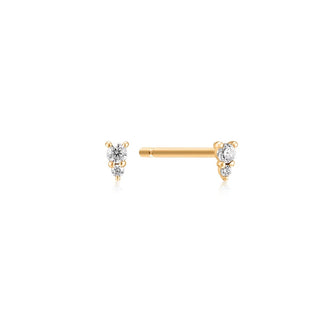 A&s Ear Styling Collection 14ct Yellow Gold Double Diamond Single Drop Earring