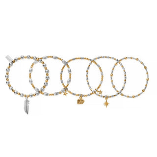 Chlobo Silver And Yellow Gold Plated Lucky Stack Bracelet Set