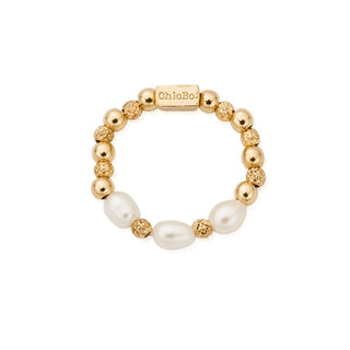 Chlobo Yellow Gold Plated Triple Pearl Ring