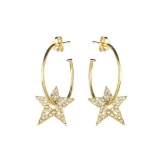 Annie Haak Gold Clear Crystal Star Hoop Earrings