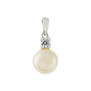 9ct White Gold Diamond And Pearl Pendant (chain Not Included)