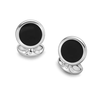 Deakin And Francis Silver Round Onyx Cufflinks