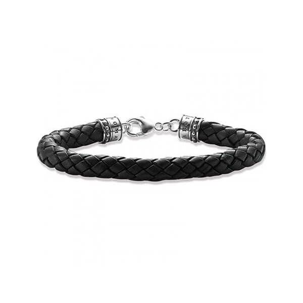 Thomas Sabo Silver Black Leather Bracelet Allum Sidaway